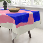 Blue Pink Fun Colorful Mid Century Modern Abstract Painting Shapes Pattern Tablecloth Gallery Image 3