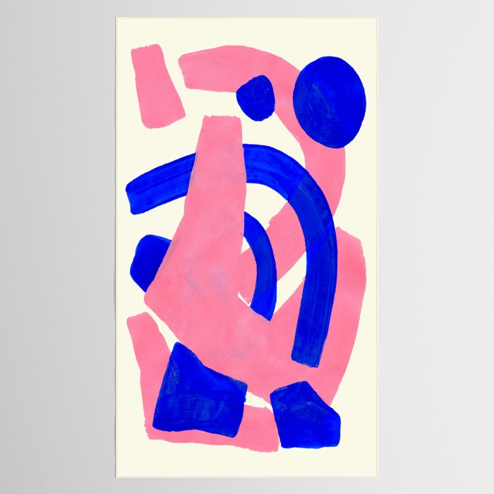 Blue Pink Fun Colorful Mid Century Modern Abstract Painting Shapes Pattern Tablecloth Gallery Image 2