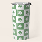 Shamrock Checkered Pattern Travel Mug Gallery Image 2