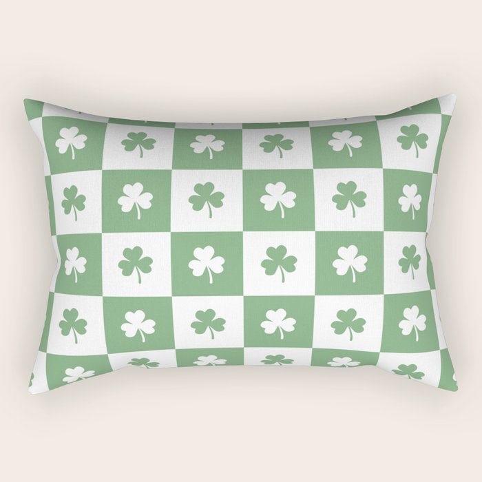 Shamrock Checkered Pattern Rectangular Pillow Gallery Image 1