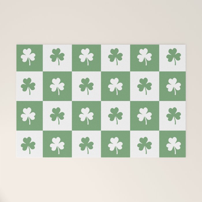 Shamrock Checkered Pattern Welcome Mat Gallery Image 1