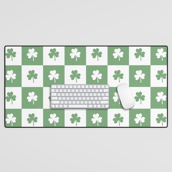 Shamrock Checkered Pattern Desk Mat Gallery Image 1