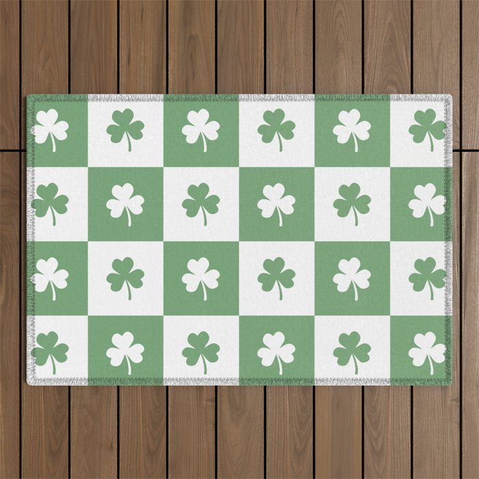 Shamrock Checkered Pattern Outdoor Rug Gallery Image 1