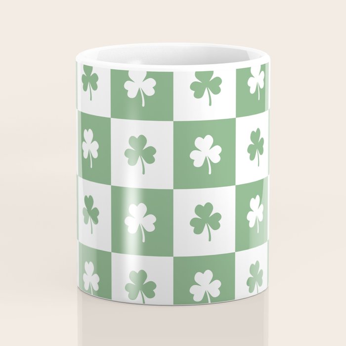 Shamrock Checkered Pattern Coffee Mug Gallery Image 4