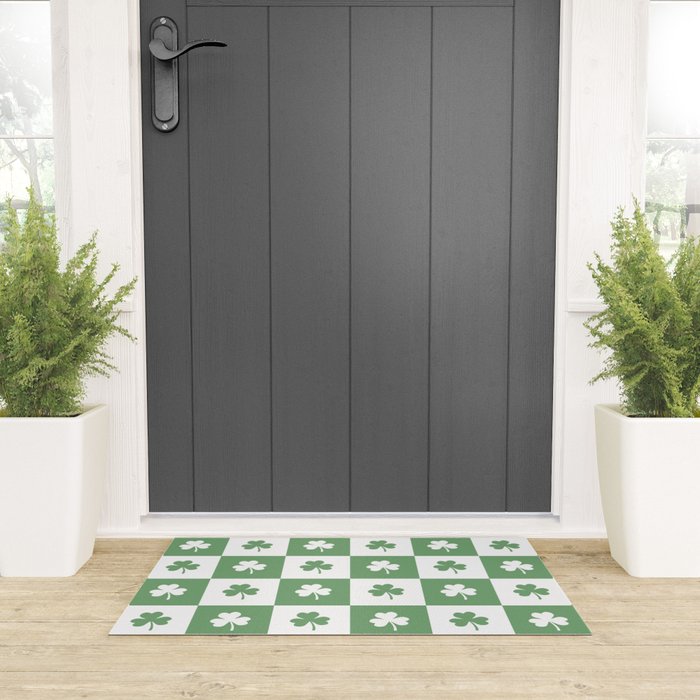 Shamrock Checkered Pattern Welcome Mat Gallery Image 3