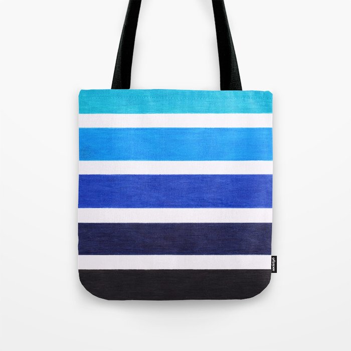 Colorful Blue Stripe Pattern Tote Bag Gallery Image 1
