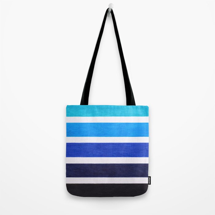 Colorful Blue Stripe Pattern Tote Bag Gallery Image 2