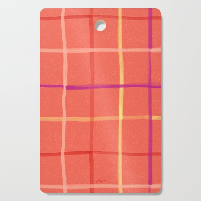 Abstract Tennis Net Pattern in Rosey Red Cutting Board Gallery Image 1