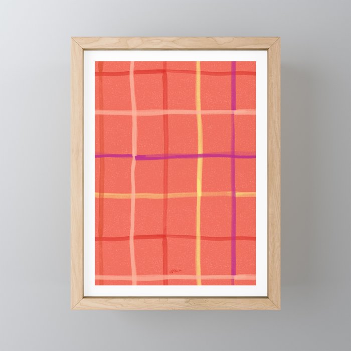 Abstract Tennis Net Pattern in Rosey Red Mini Art Print Gallery Image 1