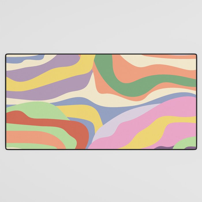 Retro Colorful Swirl Pattern Desk Mat Gallery Image 3