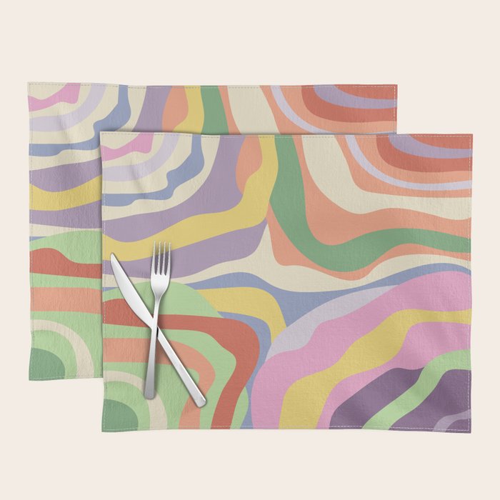 Retro Colorful Swirl Pattern Placemat Gallery Image 1