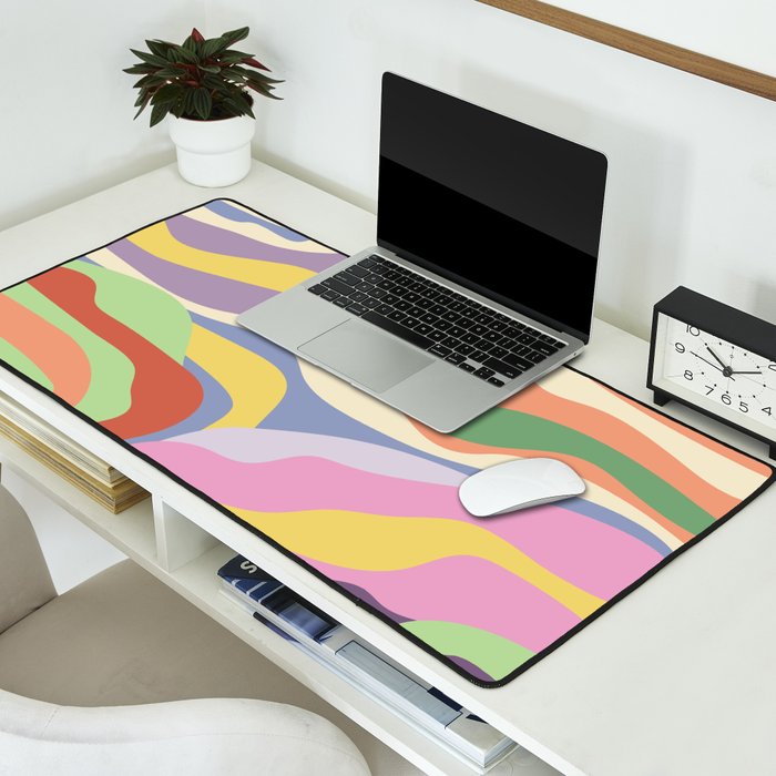 Retro Colorful Swirl Pattern Desk Mat Gallery Image 2