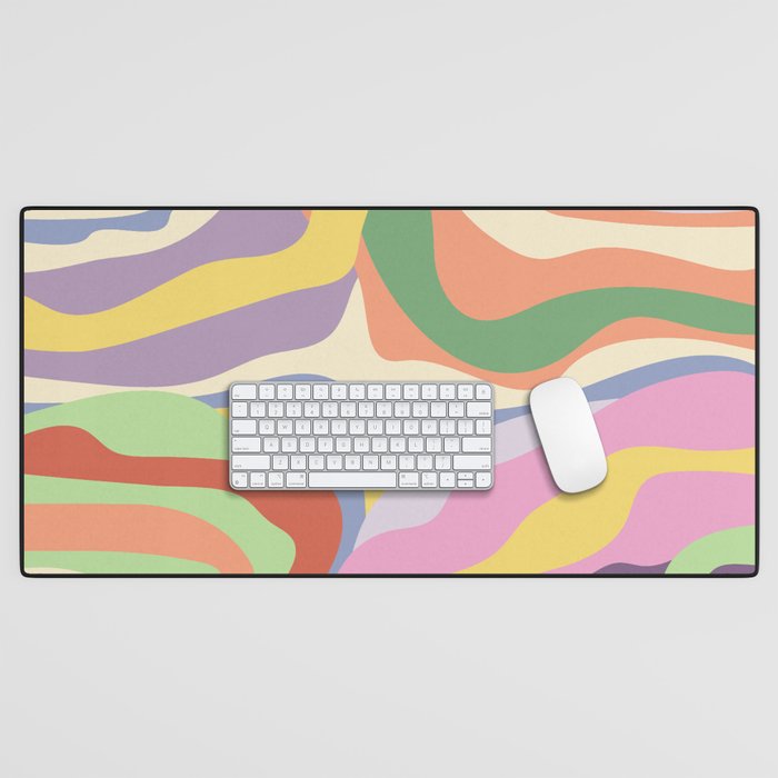 Retro Colorful Swirl Pattern Desk Mat Gallery Image 1