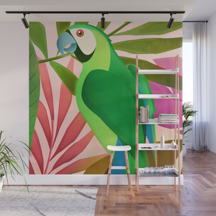 Parrot in a Tropical Setting 3 Wall Mural Gallery Image 1