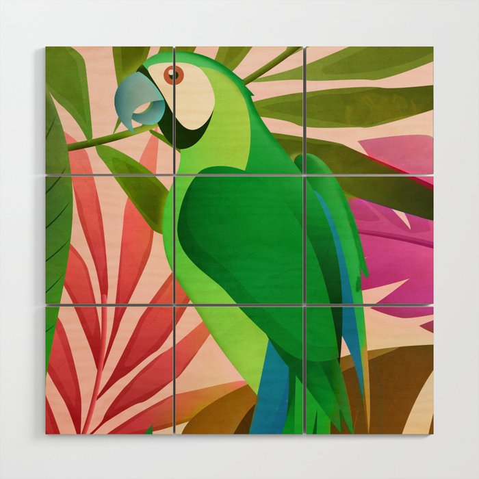 Parrot in a Tropical Setting 3 Wood Wall Art Gallery Image 1