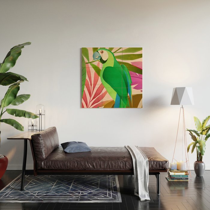 Parrot in a Tropical Setting 3 Wood Wall Art Gallery Image 2