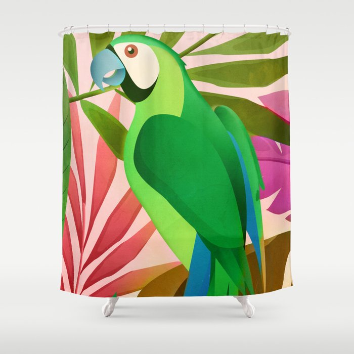 Parrot in a Tropical Setting 3 Shower Curtain Gallery Image 1