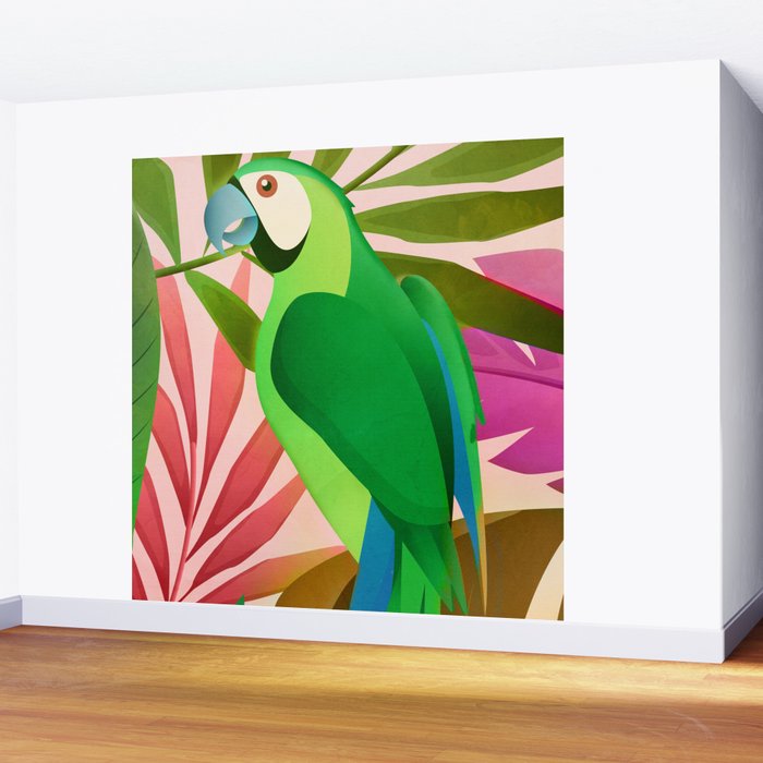 Parrot in a Tropical Setting 3 Wall Mural Gallery Image 2