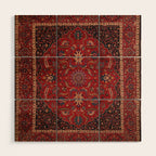 Antique Burgundy Wine Persian Mashad Oriental Rug Wood Wall Art Gallery Image 1