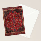 Antique Burgundy Wine Persian Mashad Oriental Rug Stationery Card Gallery Image 2