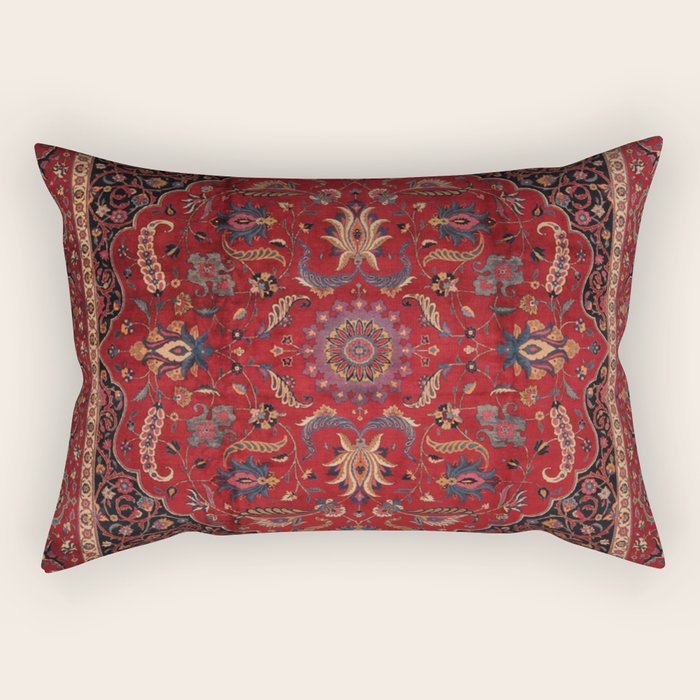 Antique Burgundy Wine Persian Mashad Oriental Rug Rectangular Pillow Gallery Image 2