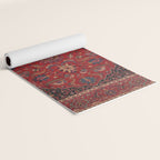 Antique Burgundy Wine Persian Mashad Oriental Rug Yoga Mat Gallery Image 2