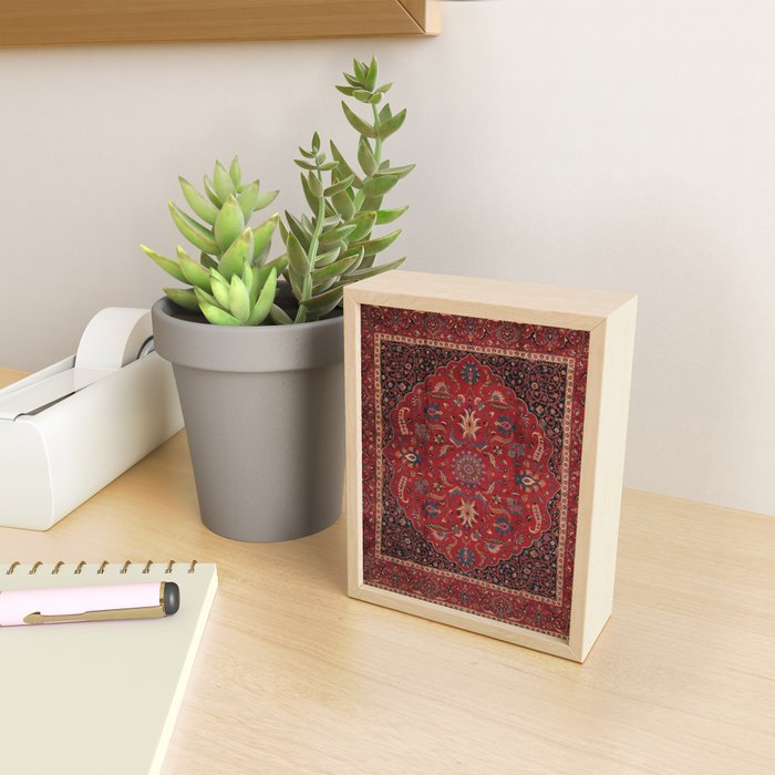 Antique Burgundy Wine Persian Mashad Oriental Rug Mini Art Print Gallery Image 2