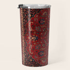 Antique Burgundy Wine Persian Mashad Oriental Rug Travel Mug Gallery Image 3