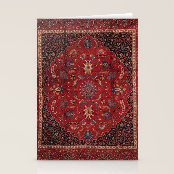 Antique Burgundy Wine Persian Mashad Oriental Rug Stationery Card Gallery Image 1
