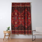 Antique Burgundy Wine Persian Mashad Oriental Rug Window Curtain Gallery Image 5