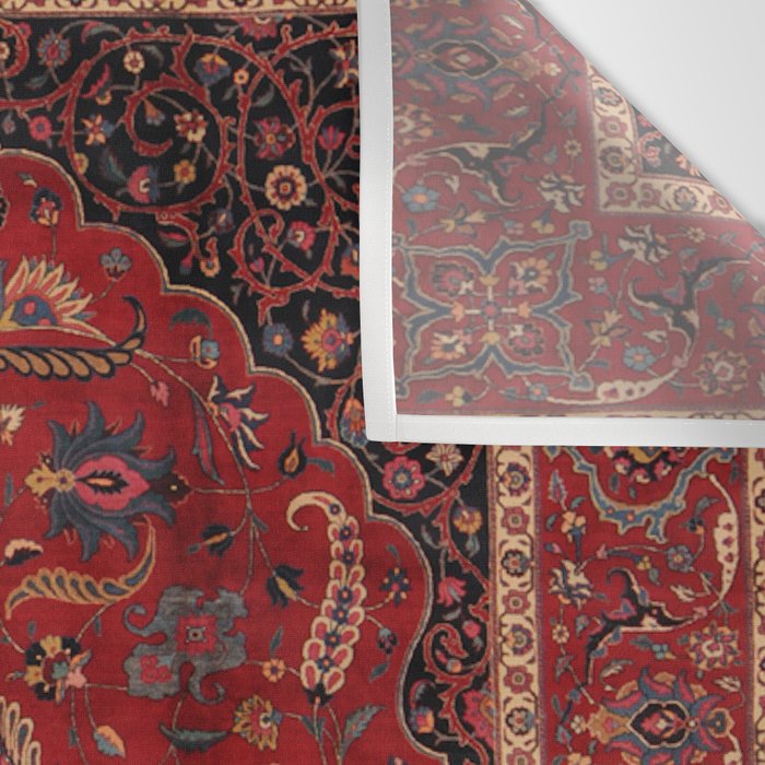 Antique Burgundy Wine Persian Mashad Oriental Rug Wall Tapestry Gallery Image 3
