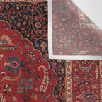Antique Burgundy Wine Persian Mashad Oriental Rug Wall Tapestry Gallery Image 3