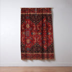 Antique Burgundy Wine Persian Mashad Oriental Rug Window Curtain Gallery Image 3