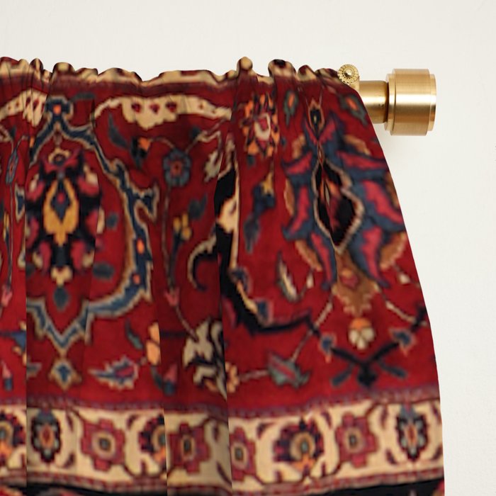 Antique Burgundy Wine Persian Mashad Oriental Rug Window Curtain Gallery Image 2