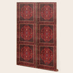Antique Burgundy Wine Persian Mashad Oriental Rug Wallpaper Gallery Image 2