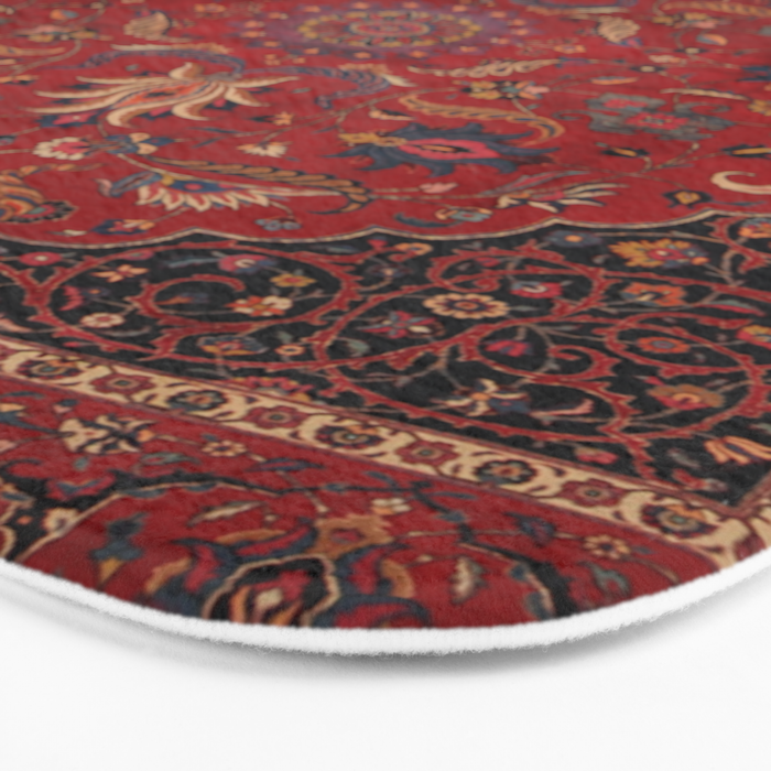 Antique Burgundy Wine Persian Mashad Oriental Rug Bath Mat Gallery Image 3