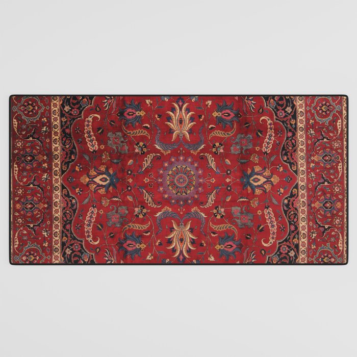 Antique Burgundy Wine Persian Mashad Oriental Rug Desk Mat Gallery Image 3