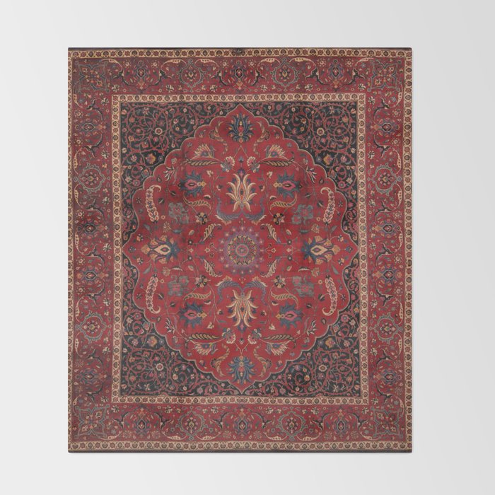 Antique Burgundy Wine Persian Mashad Oriental Rug Throw Blanket Gallery Image 2