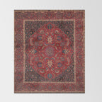 Antique Burgundy Wine Persian Mashad Oriental Rug Throw Blanket Gallery Image 2