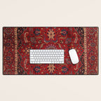 Antique Burgundy Wine Persian Mashad Oriental Rug Desk Mat Gallery Image 1