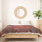 Antique Burgundy Wine Persian Mashad Oriental Rug Duvet Cover Gallery Image 3