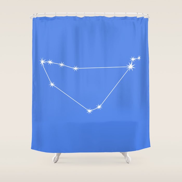 Capricorn Zodiac Star Constellation Line Art Bright Blue Shower Curtain Gallery Image 1