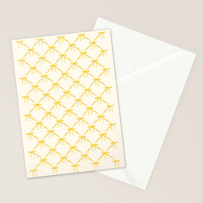 Bows & Ribbons Pattern IX Yellow Stationery Card Gallery Image 2