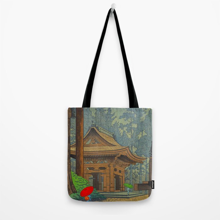 Asano Takeji Japanese Woodblock Print Vintage Mid Century Art Shinto Shrine Forest Tote Bag Gallery Image 2