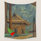 Asano Takeji Japanese Woodblock Print Vintage Mid Century Art Shinto Shrine Forest Wall Tapestry Gallery Image 4