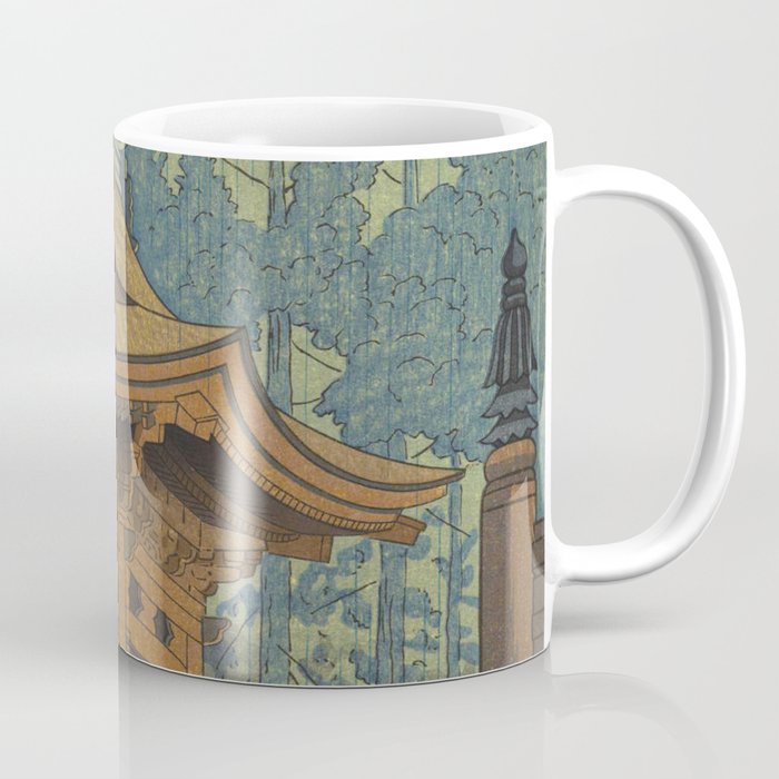Asano Takeji Japanese Woodblock Print Vintage Mid Century Art Shinto Shrine Forest Coffee Mug Gallery Image 1