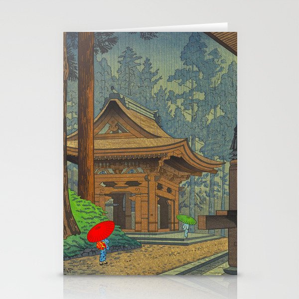Asano Takeji Japanese Woodblock Print Vintage Mid Century Art Shinto Shrine Forest Stationery Card Gallery Image 2