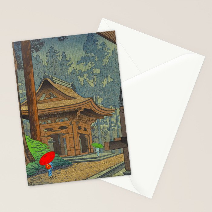 Asano Takeji Japanese Woodblock Print Vintage Mid Century Art Shinto Shrine Forest Stationery Card Gallery Image 2