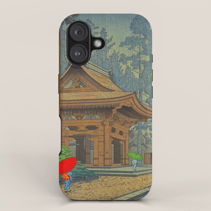 Asano Takeji Japanese Woodblock Print Vintage Mid Century Art Shinto Shrine Forest iPhone Case Gallery Image 1
