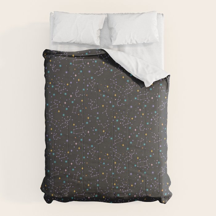 Colorful Night Sky on Black Comforter Gallery Image 1